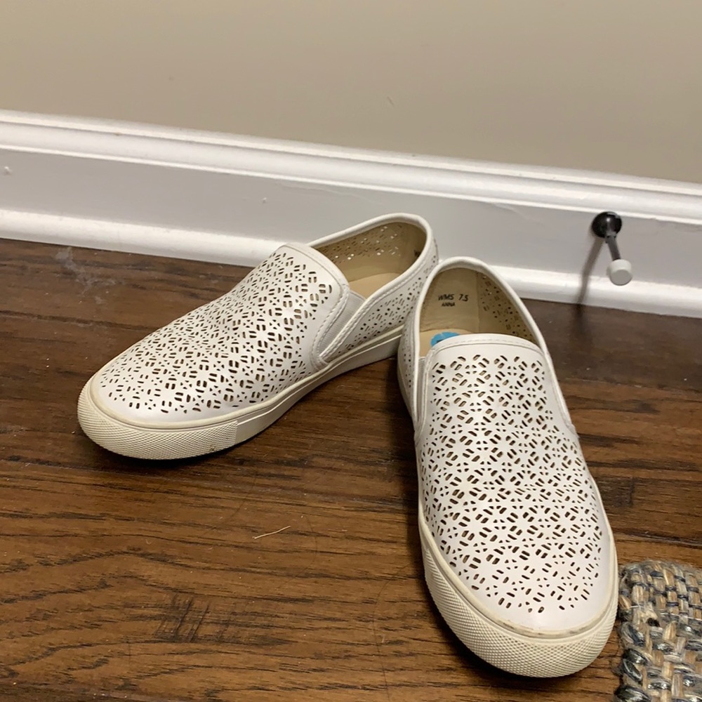 White slip on flats